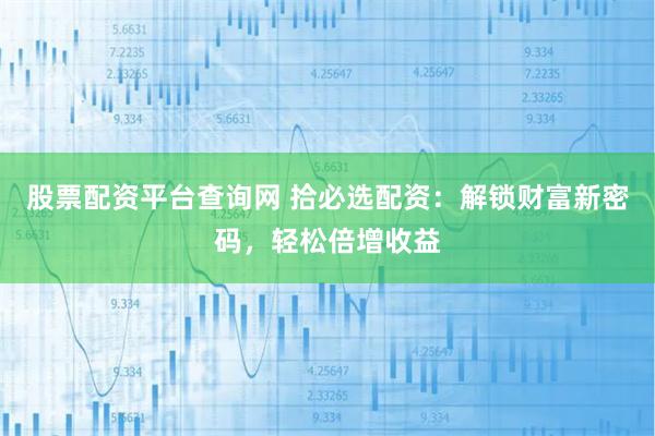 股票配资平台查询网 拾必选配资：解锁财富新密码，轻松倍增收益